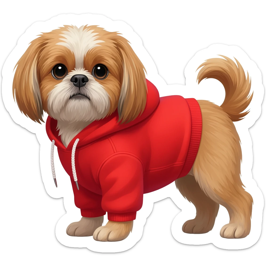 shih tzu in hioody sticker