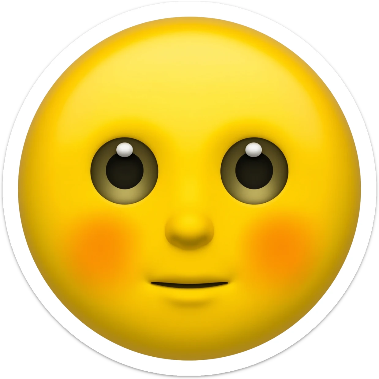 Yellow circle emoji with flushed eyes and neutral mouth in fisheye sticker