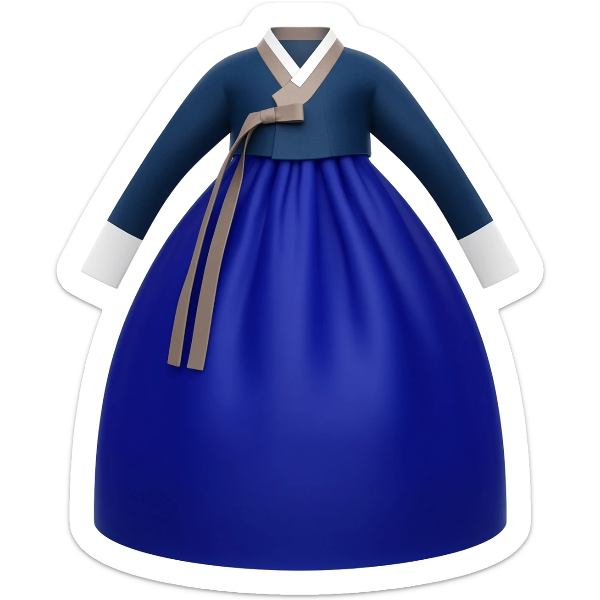 I said hanbok in Navy rich royal blue shade & No other color added. But in emoji, i said (No face showing, just the hanbok) please! sticker