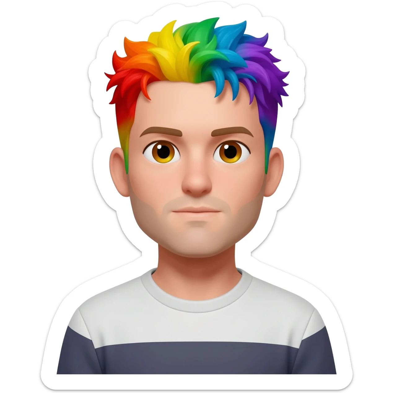 Rainbow Hair men. sticker