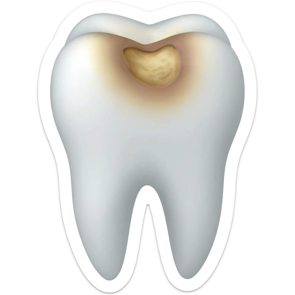 a tooth with caries, into the middle of the crown of the tooth and give it depth to look more like a caries sticker