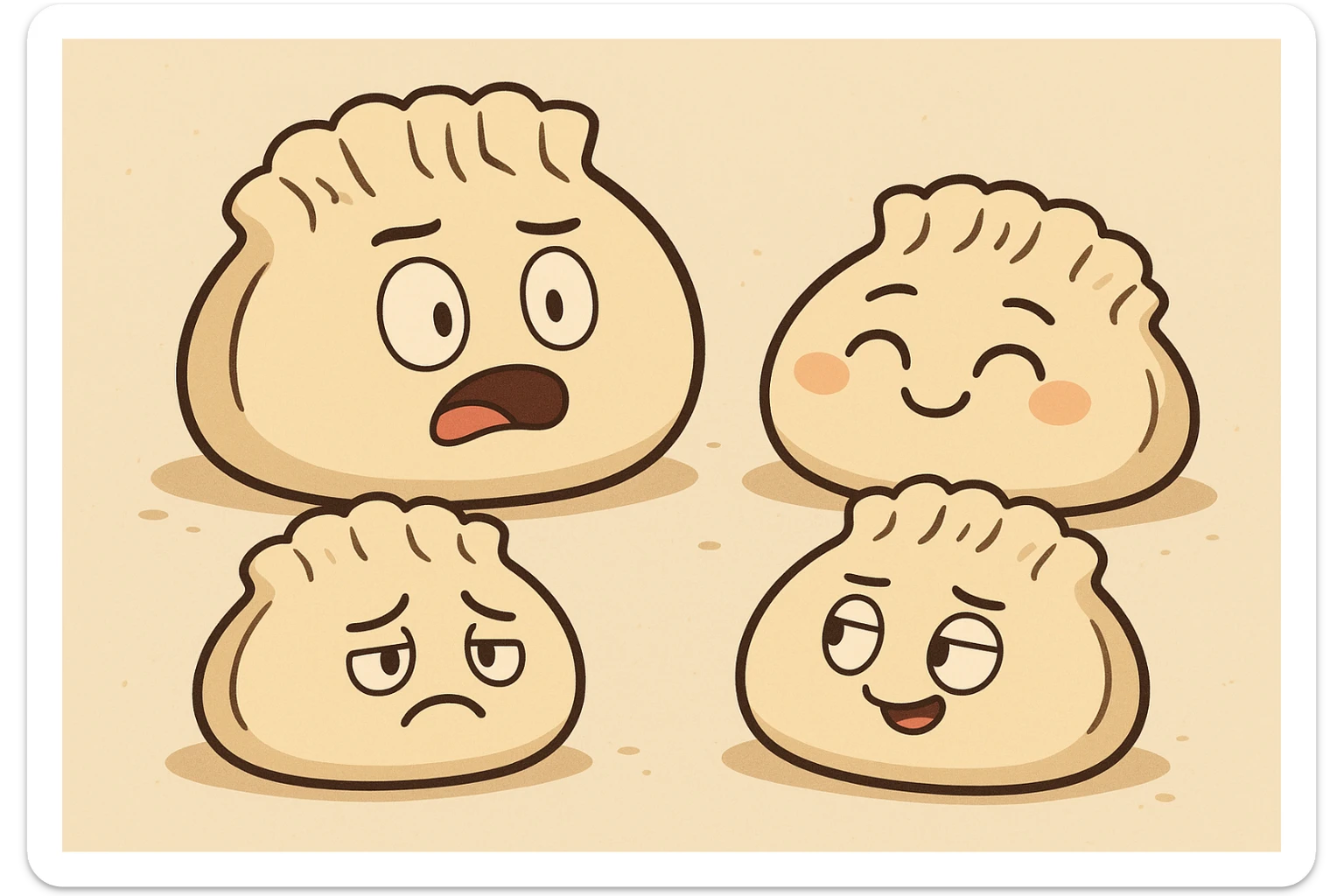 cute cartoon style mandu dumplings with simple background sticker