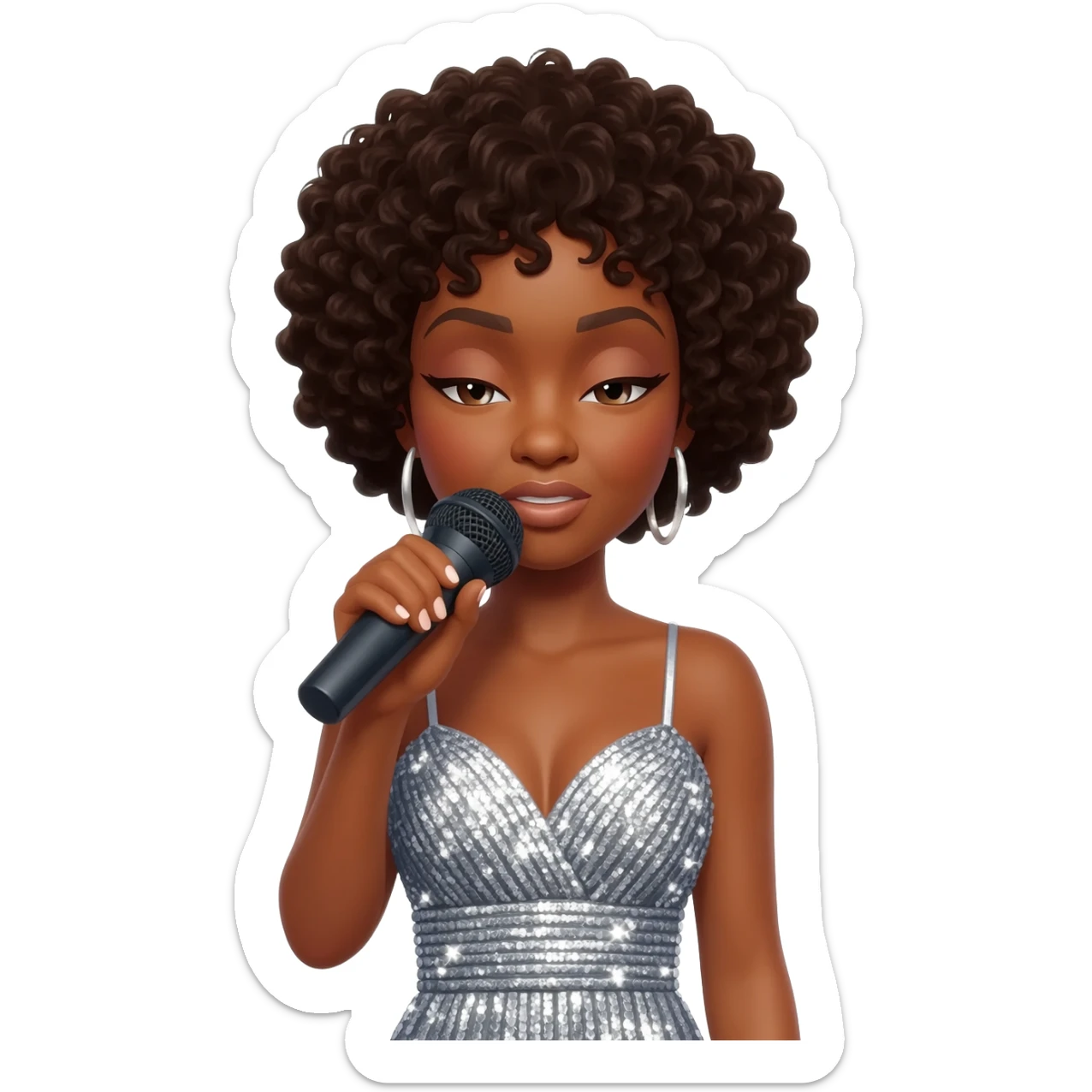 Gonemili Grace chante avec un micro en main sticker