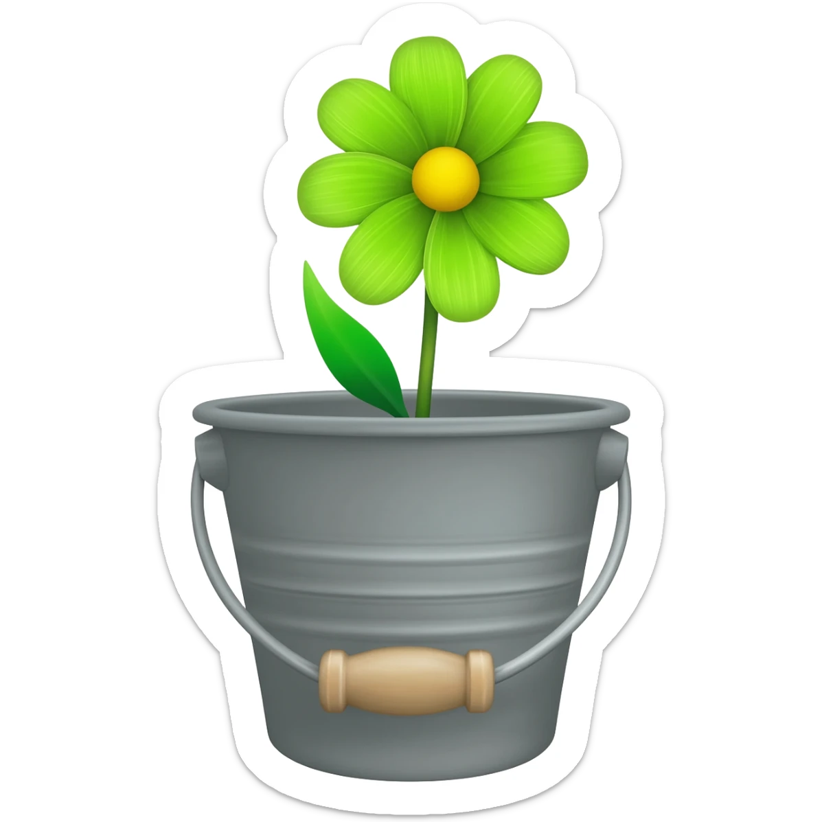 Pail green flower real sticker