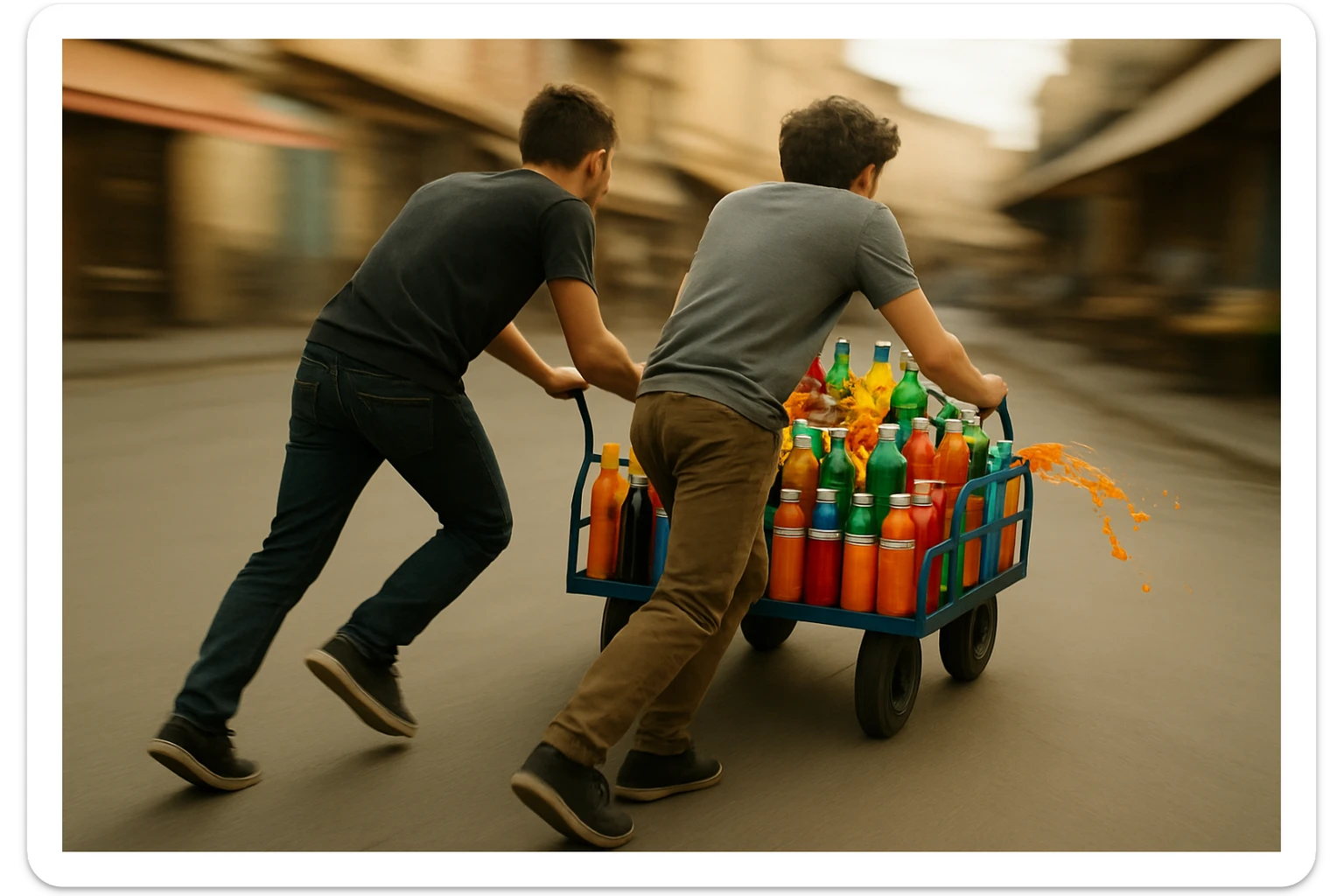 endi shu aravani bir balonchasi singan aka uka esa u ni yonida turganini yuzini ko'rsatmasdan tasvirla sticker