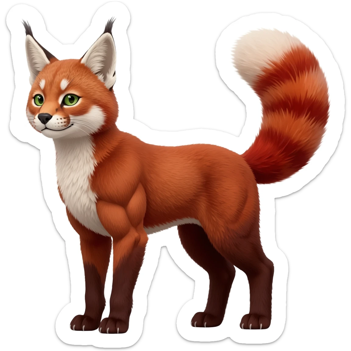Caracal-Fox-Red-Panda-fusion-hybrid-animal-creature, full body sticker