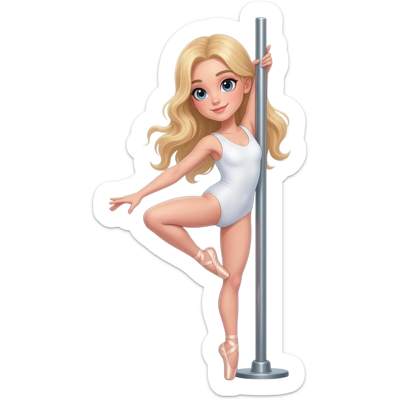 platinum blond girl doing ballerina trick on pole sticker