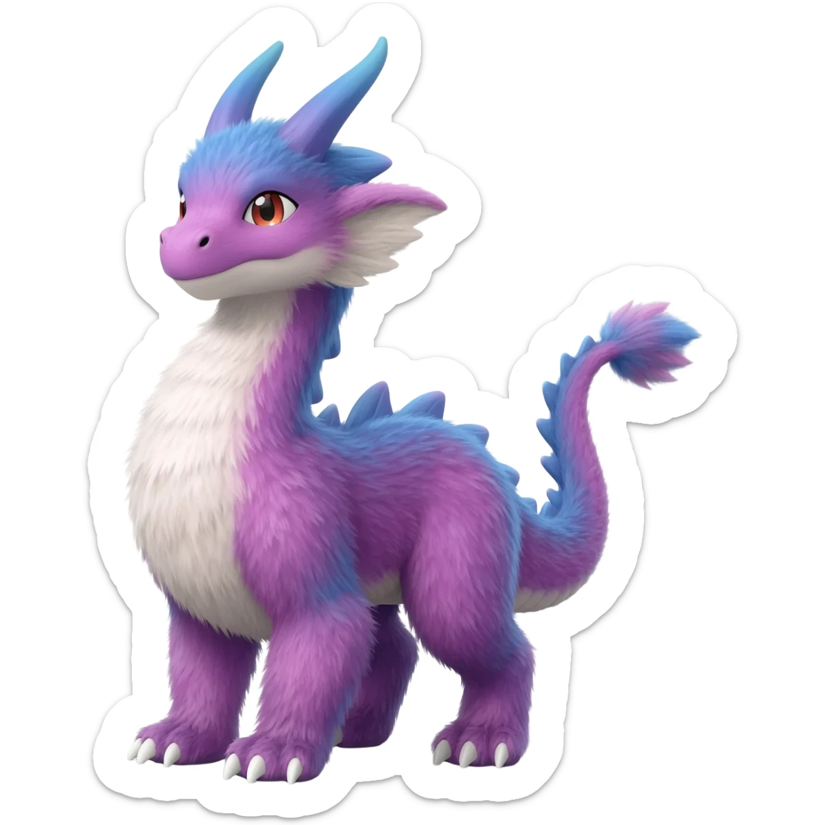 P moe meow meow cute fuzzy realistic Randomly-faerie-drake-colored exotic Fakémon-creature sticker