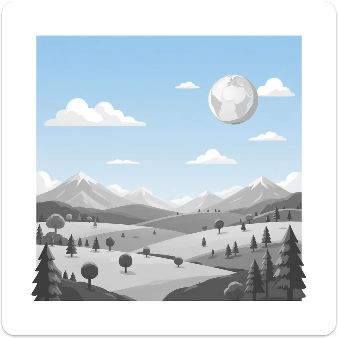 Earth but only black and white sticker