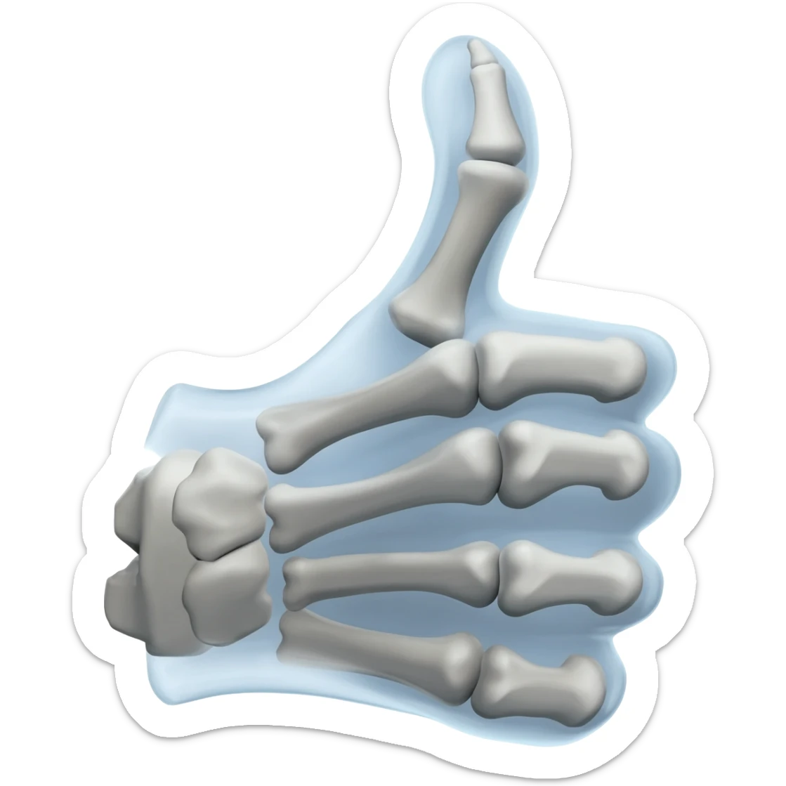 A skeleton hand thumbs up sticker
