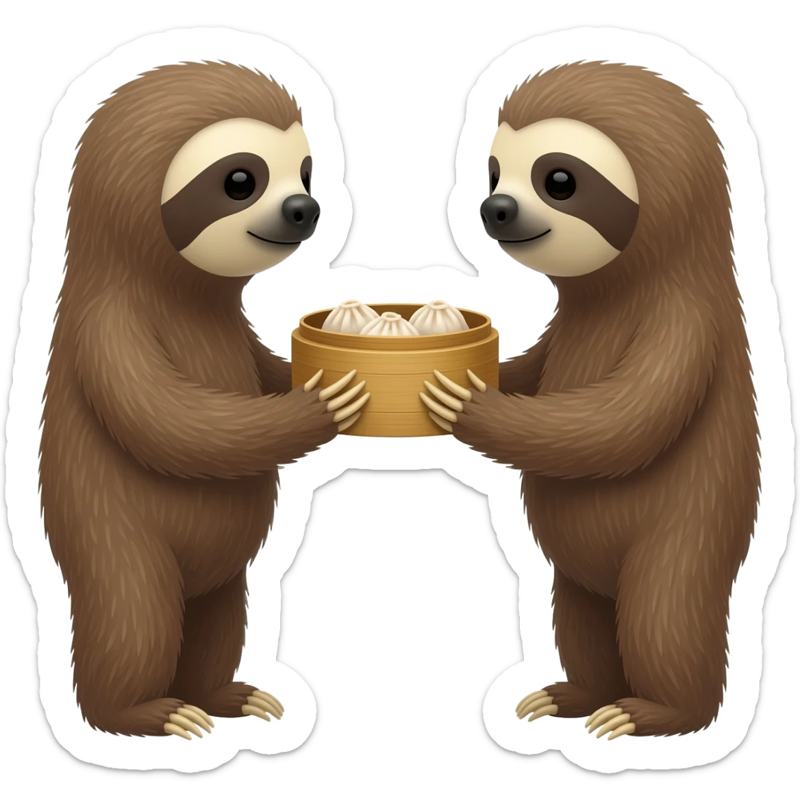 Two sloths having dim sum sticker