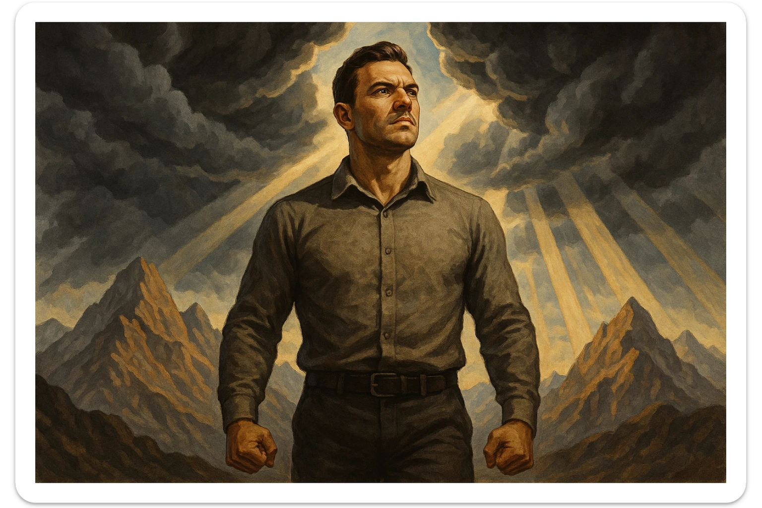 uomo che accoglie le sfide della vita e le supera senza paura sticker