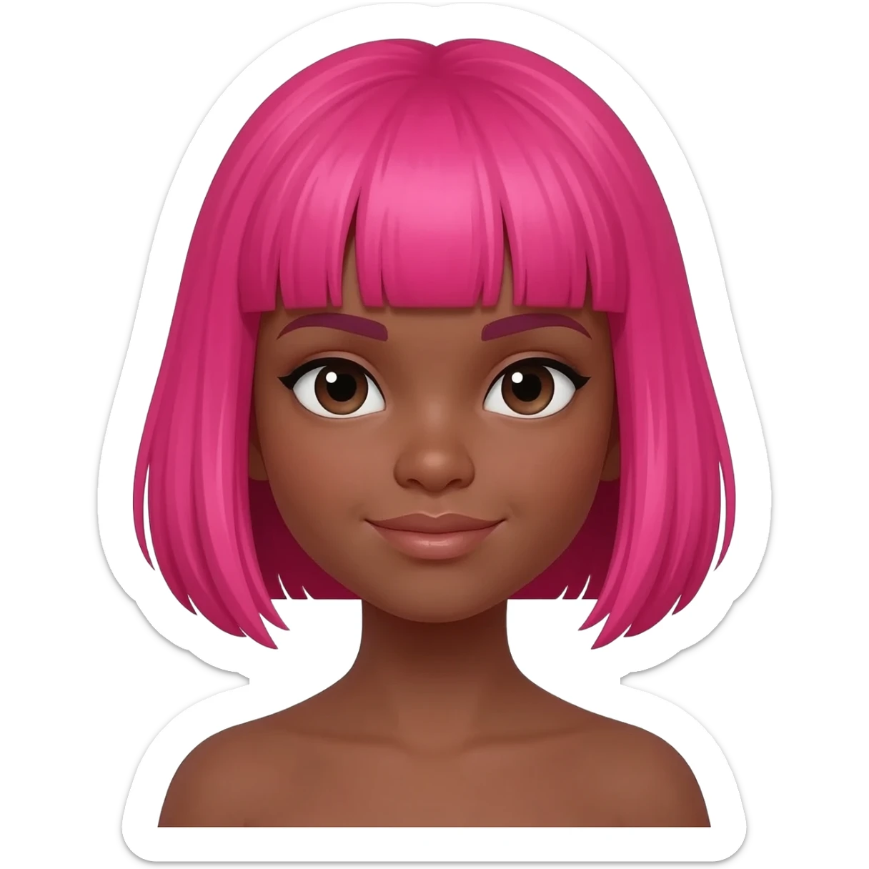 Black young girl hot pink bob hair cut with hot pink bangs sticker