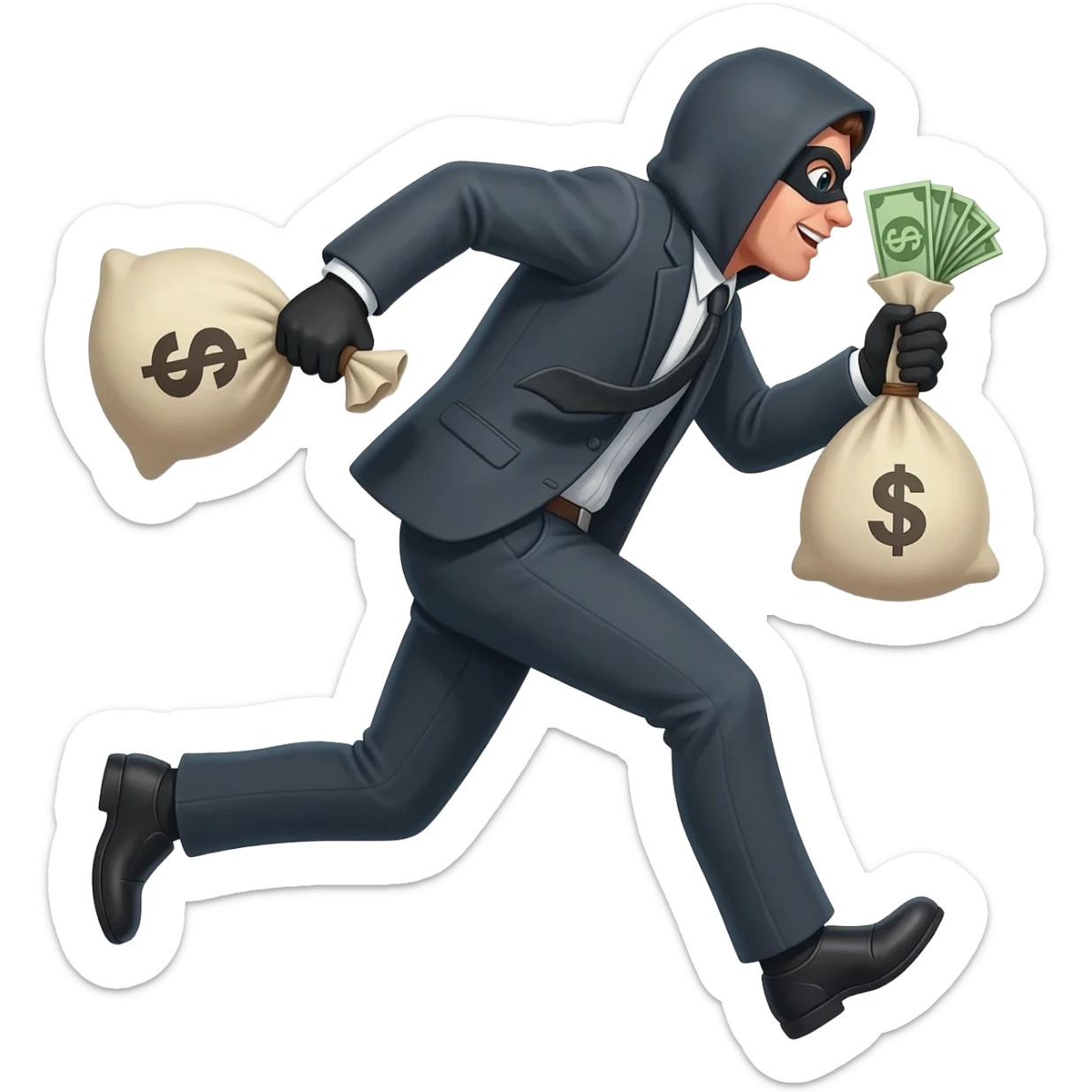 вор бежит с мешком денег в руках sticker