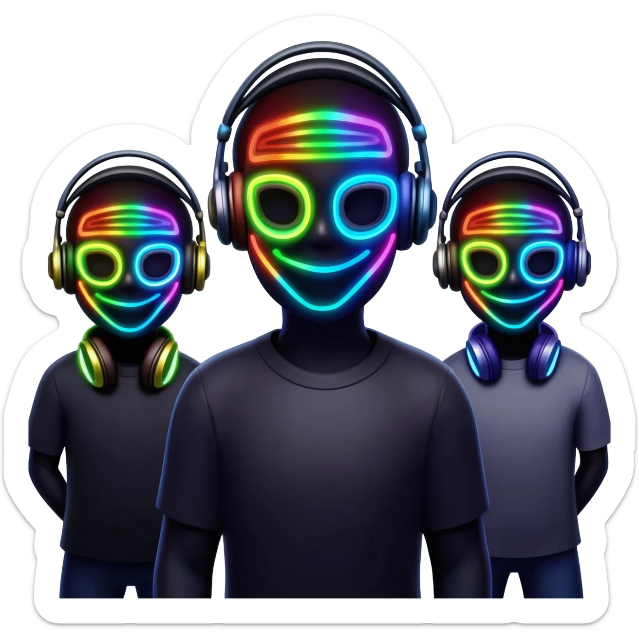 Trio dj with cool dj masks sticker