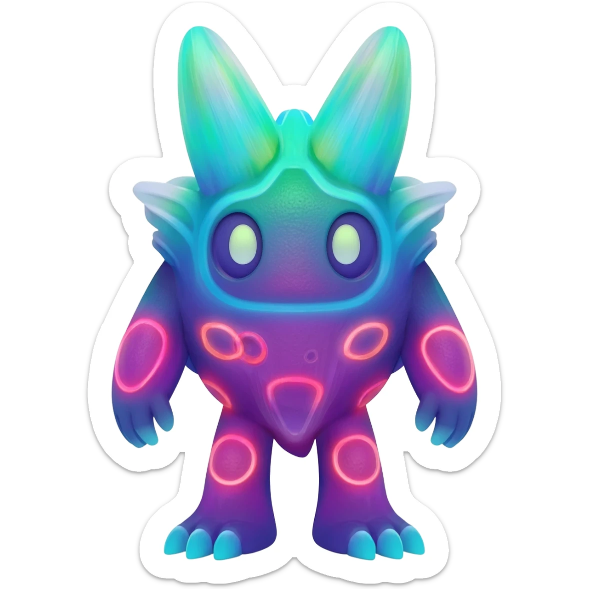 An exotic neon colorful unique bizarre eccentric Fakémon-creature (full body) sticker