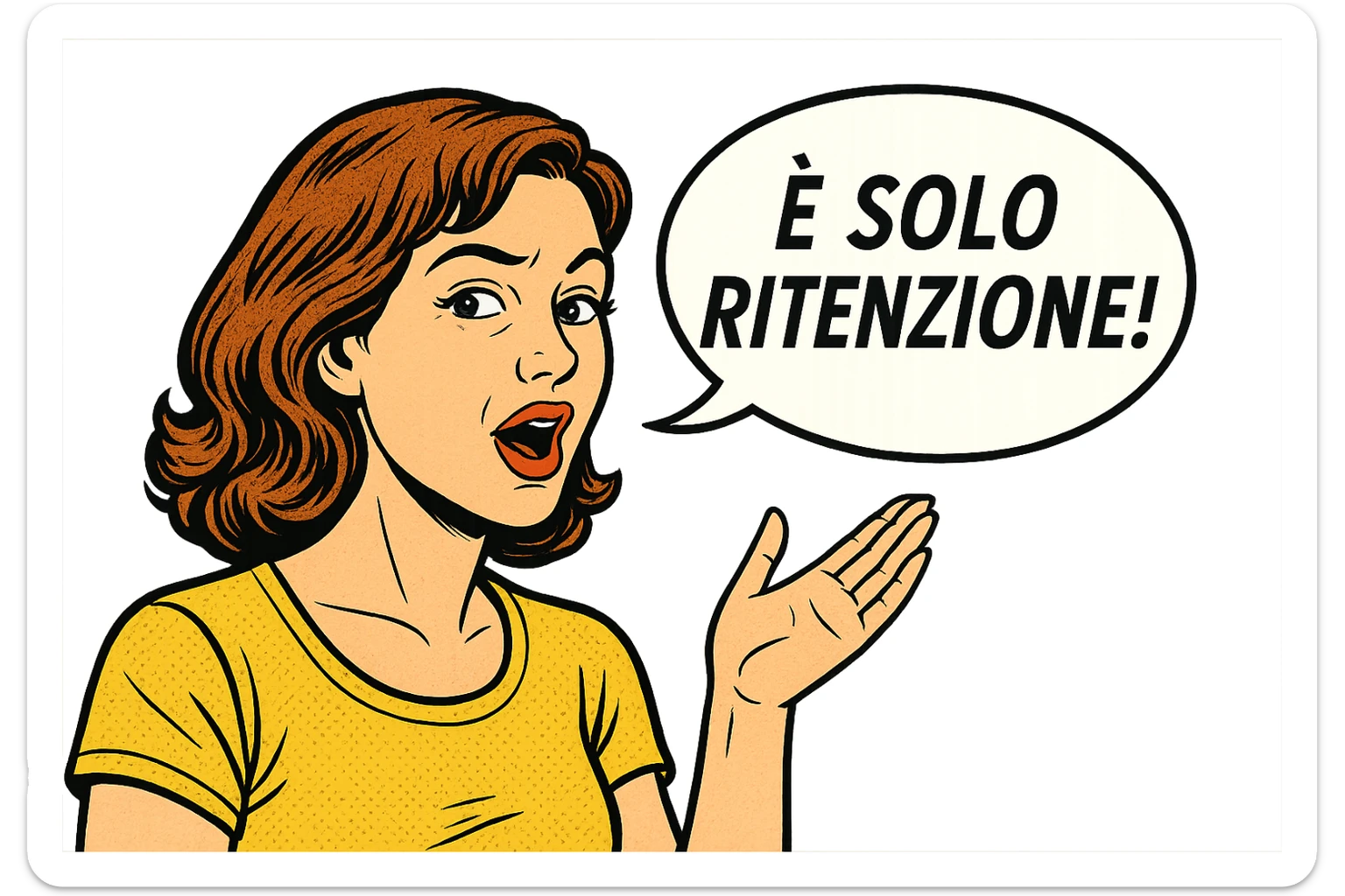 DONNA CHE DICE IN UN FUMETTO ALLA SUA DESTRA: "è SOLO RITENZIONE!" sticker
