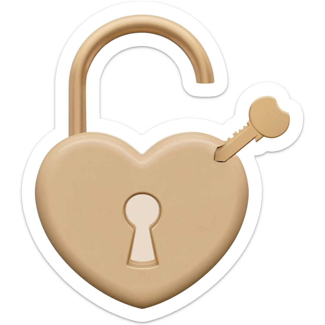 Light beige heart-shaped lock and key sticker