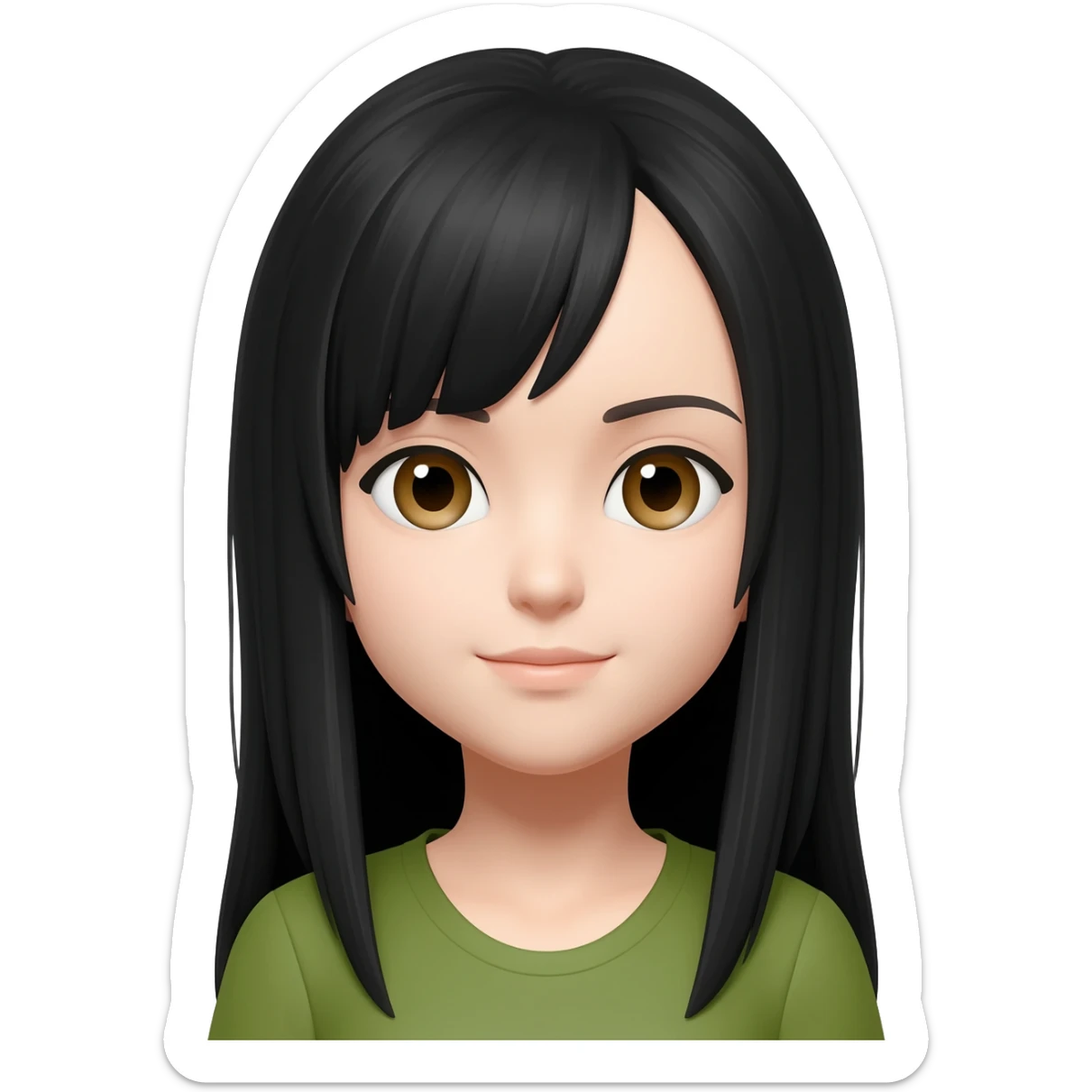 matcha girl black hair hazel eyes sticker