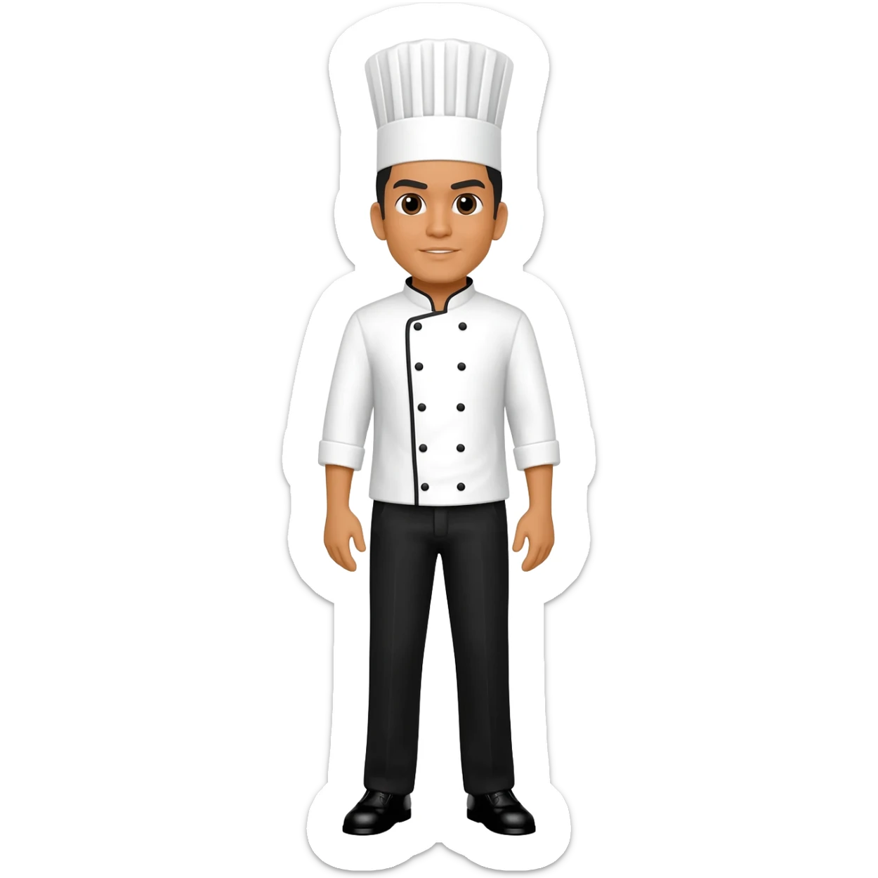 Filipino man chef uniform and black pants shoes sticker