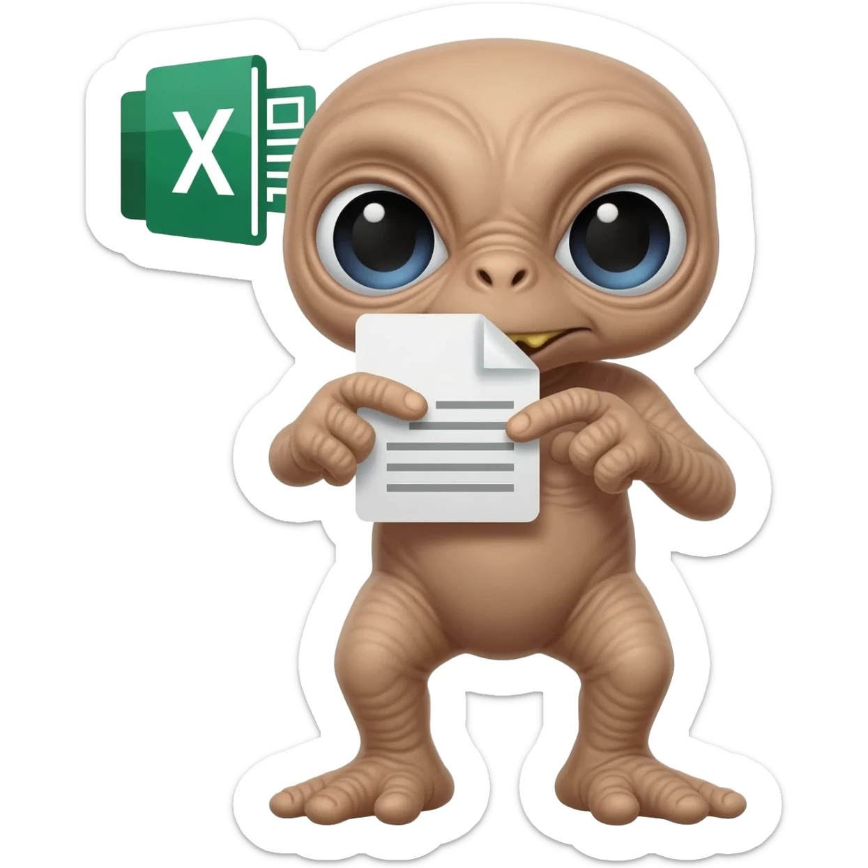 E.T. The Extra-Terrestrial from the movie eating an Excel file icon sticker