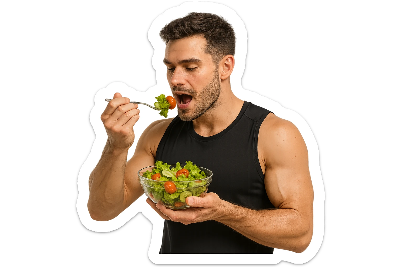 UOMO FITNESS CHE MANGIA INSALATA sticker