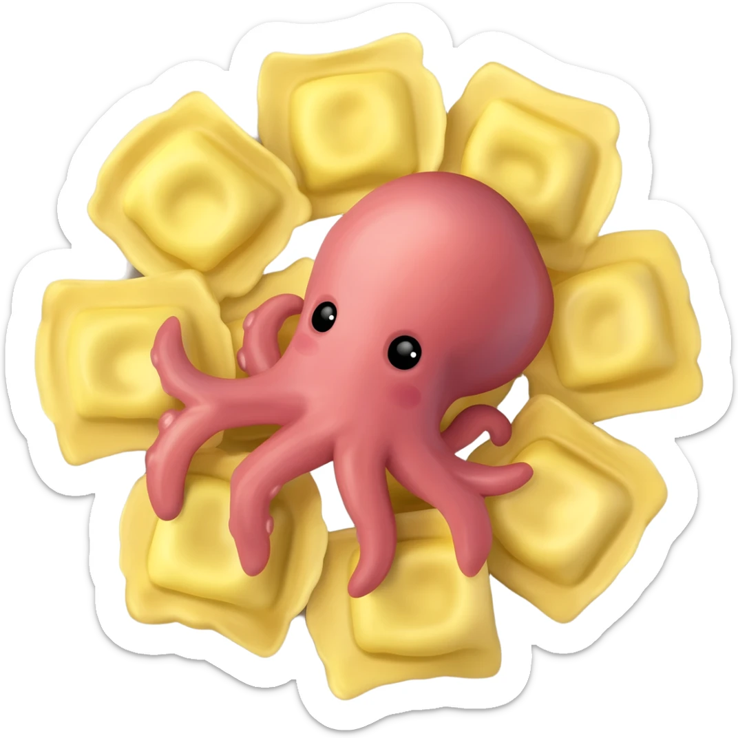 Tortellino con un polipo simpatico ma svampito sticker