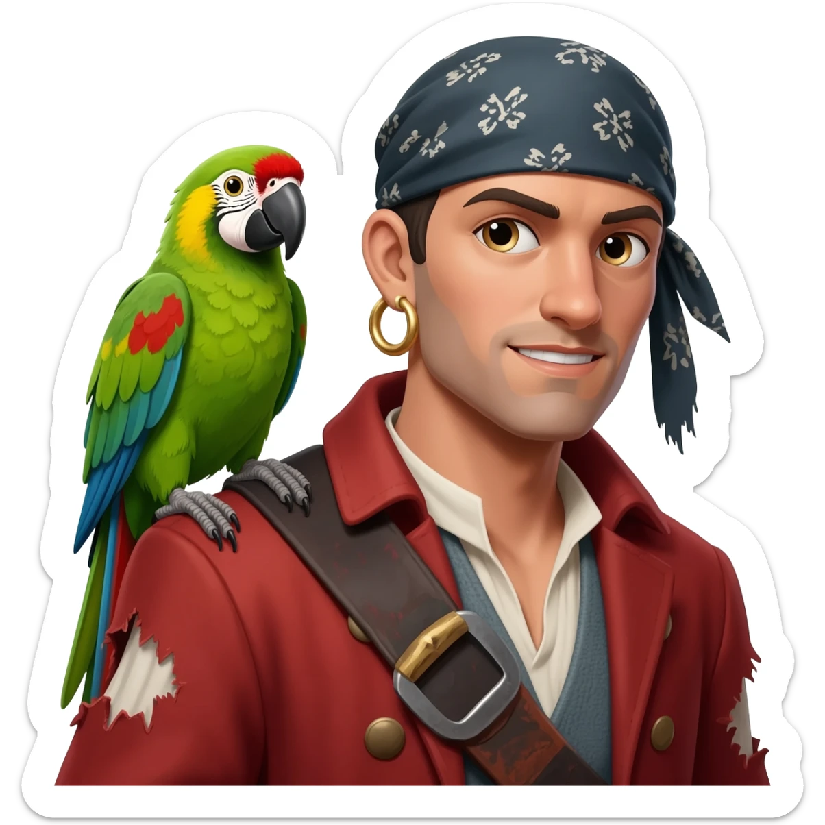 pirate and parrot sticker