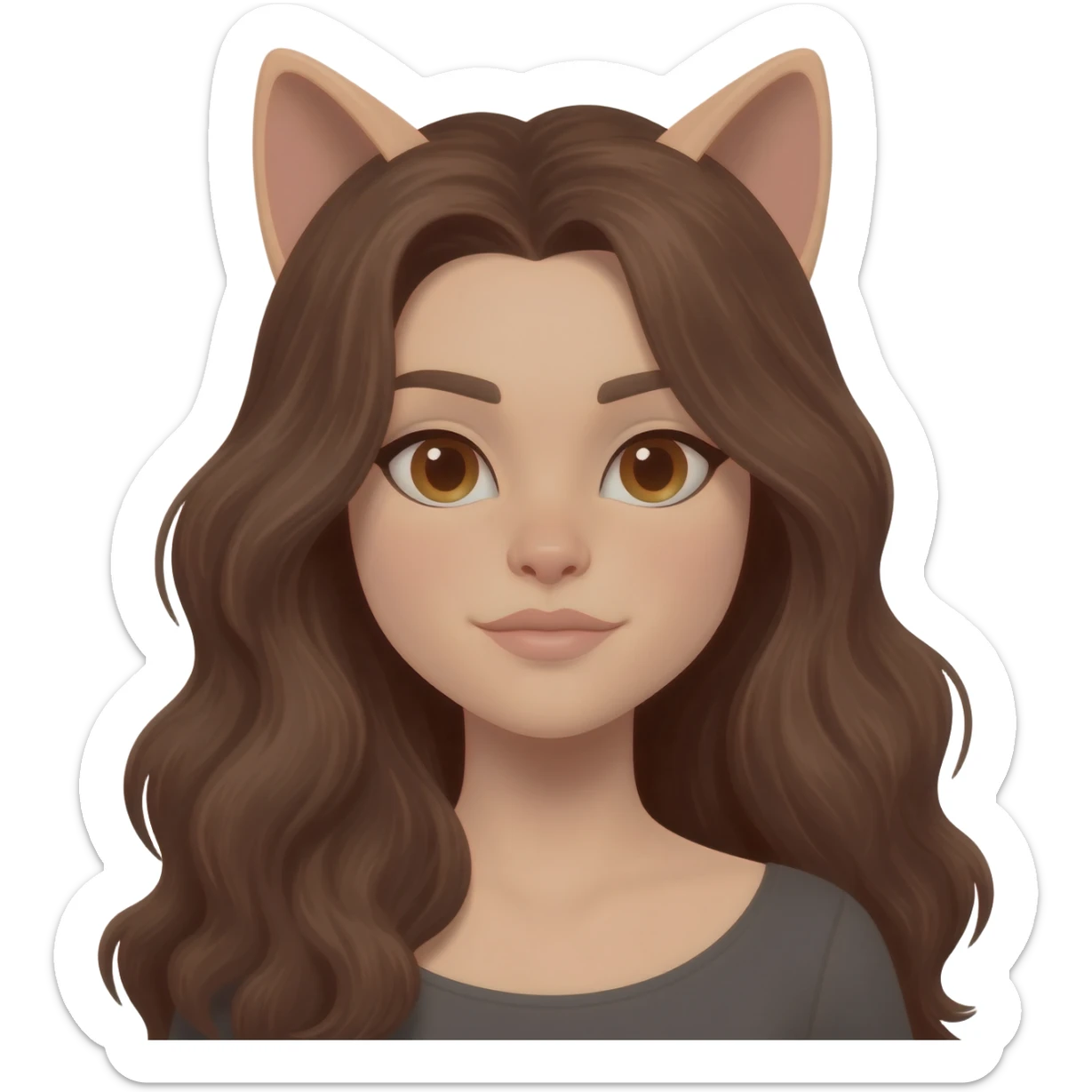 Cat woman with long hair and brown eyes sticker