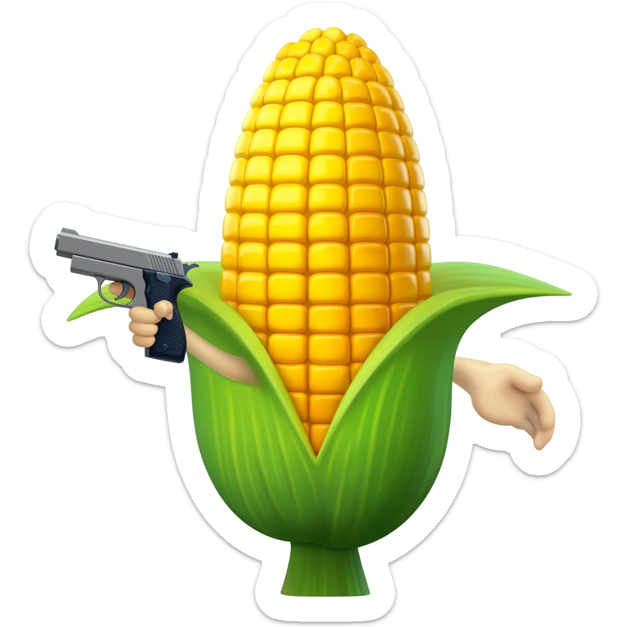 Cornball holding gun sticker