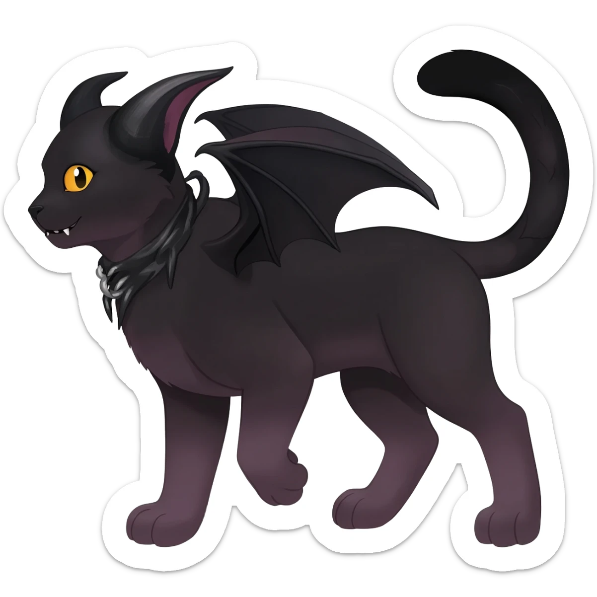 Dark Vampiric Black Lykoi-Caracal-Bat-Litten-Torracat-Noibat-Hybrid (Full body) sticker