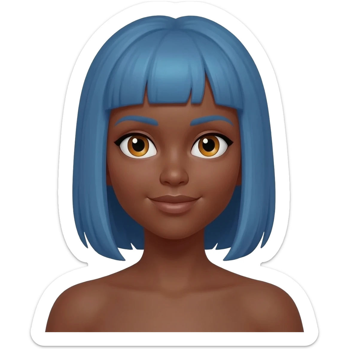 Brown skin hazel female eyes blue short hair sticker