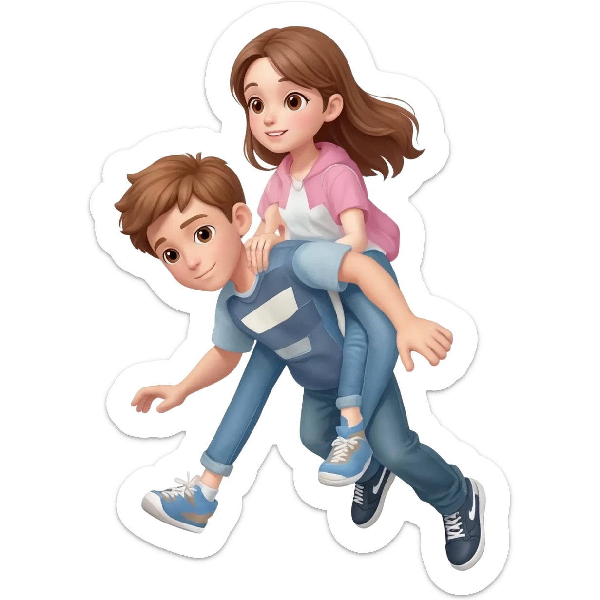 Girl riding boy sticker