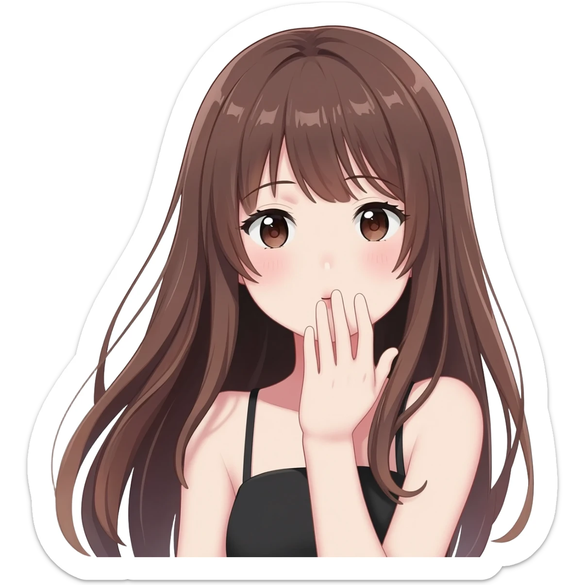 Anime girl long hairgiving a kiss sticker