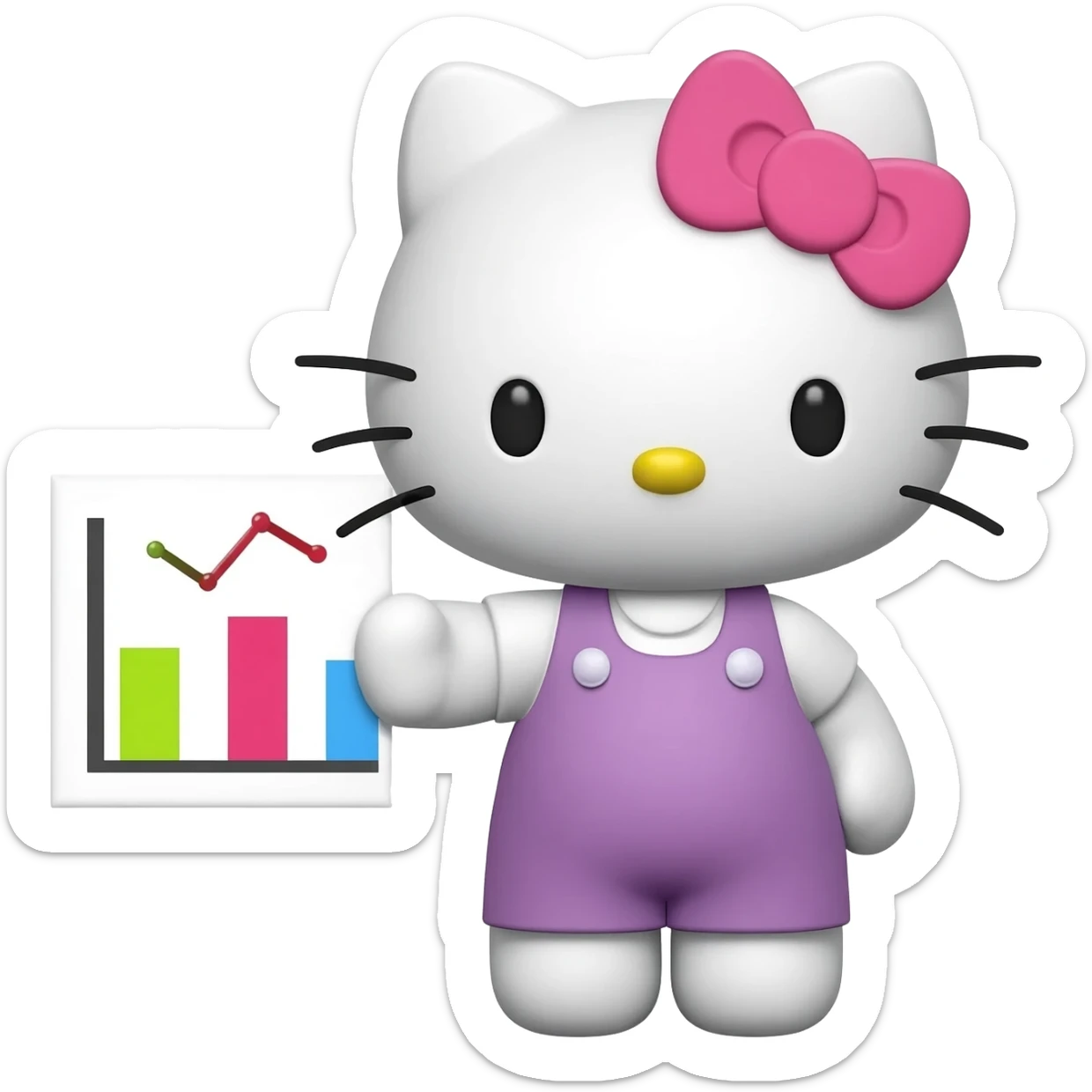 hello kitty with a graph and presenting economics sticker