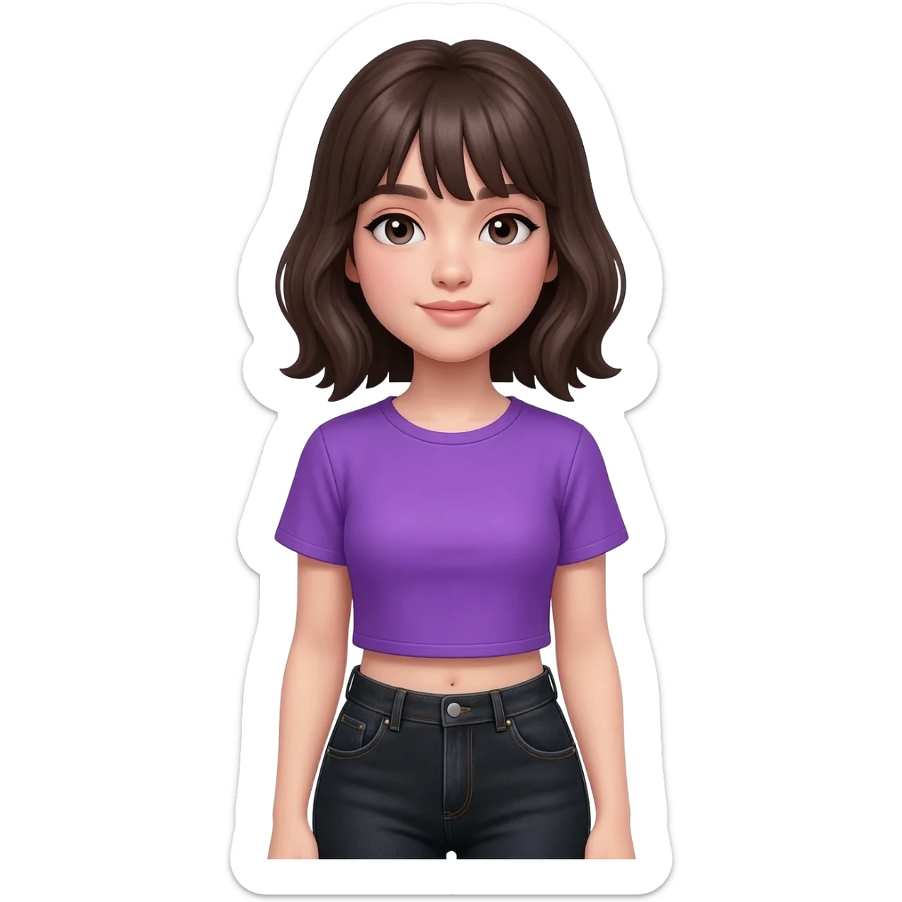 beautiful girl have purple Y2k shirt and black jean sticker