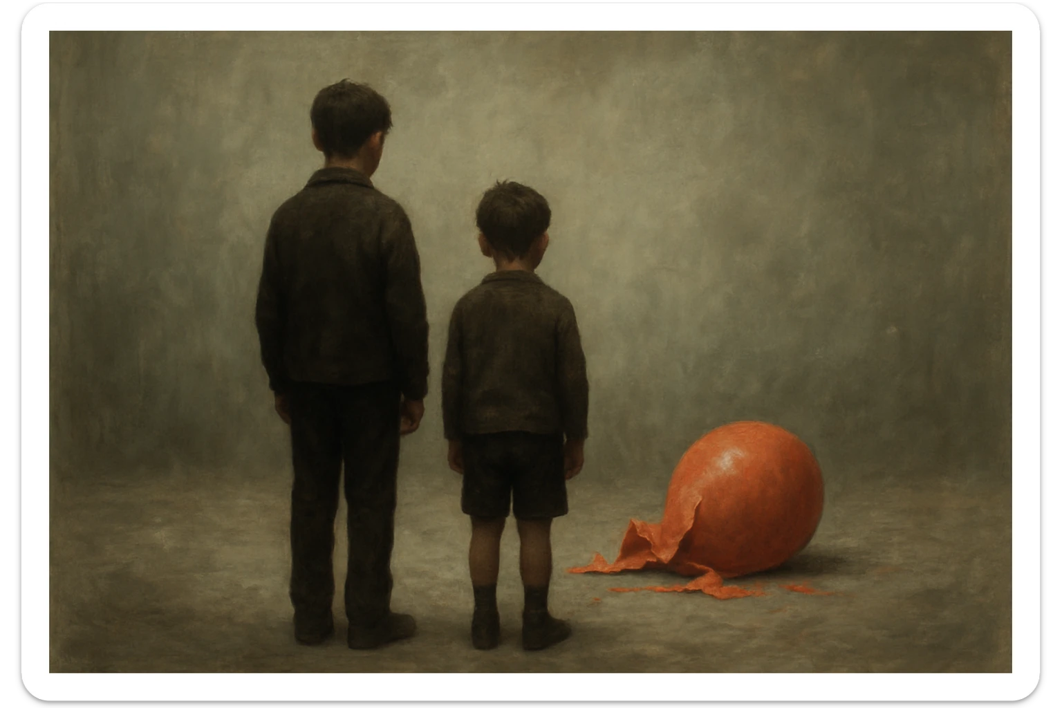 aravani bir baloni singanini tasvirla uning oldida aka uka homush turishibdi yuzlari ko'rinmasa ham bo'ladi sticker