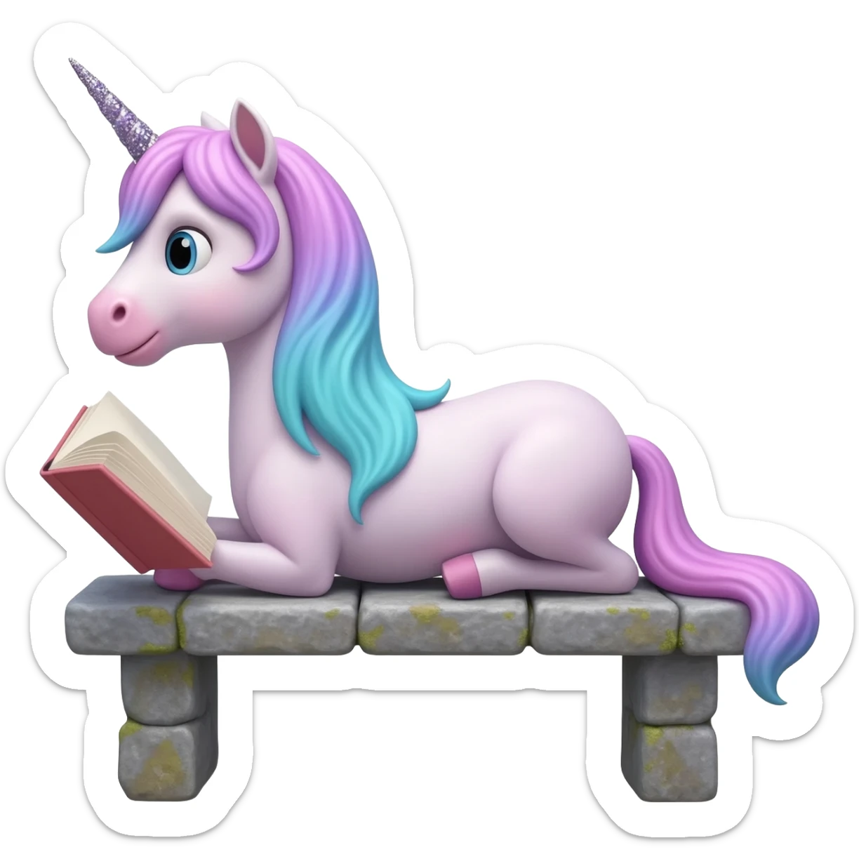 unicorn laying  learning sticker