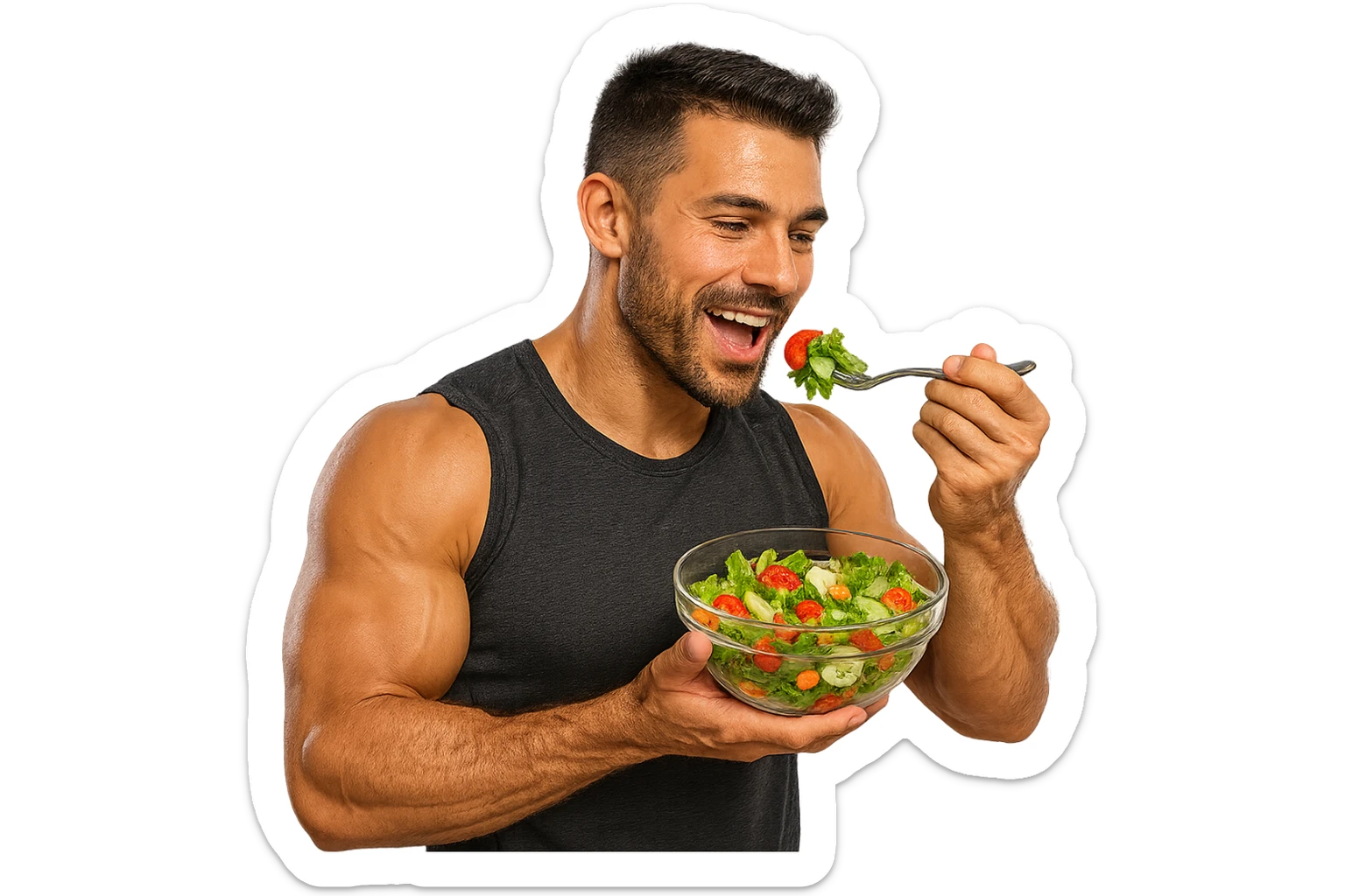 UOMO FITNESS CHE MANGIA INSALATA sticker