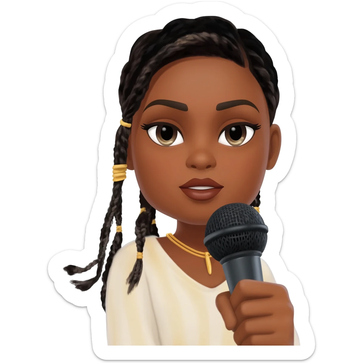 Gonemili Grace chante avec un micro en main sticker