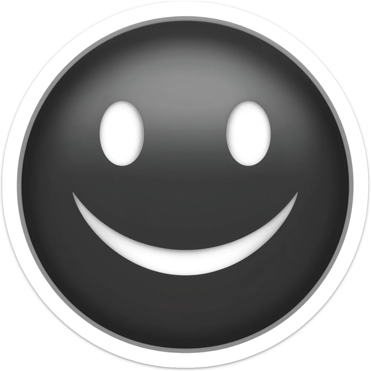 Circle black smiling white face sticker