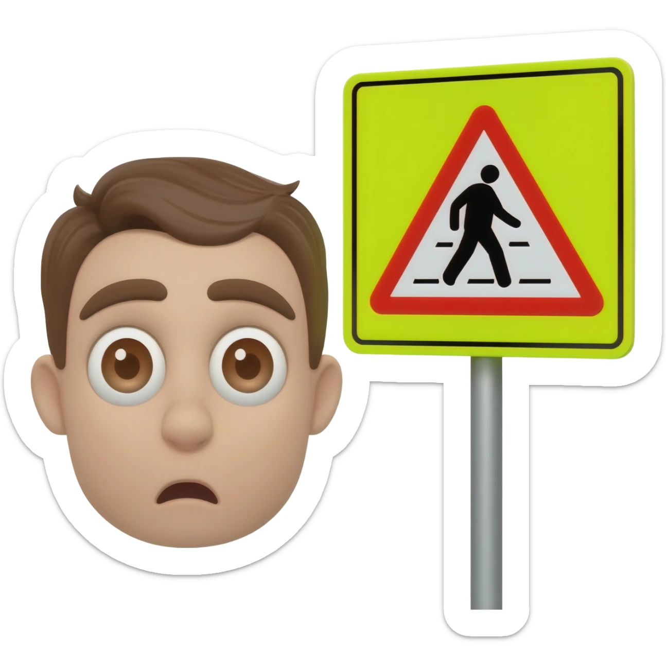 an emoji incredible with a pedestrian crossing sticker