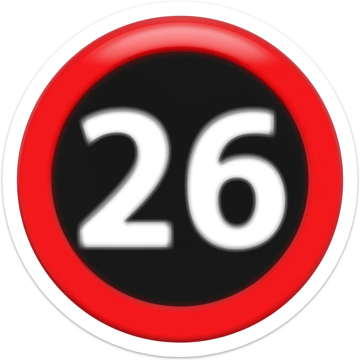 red prohibited inside with white text 26 with black circle sticker