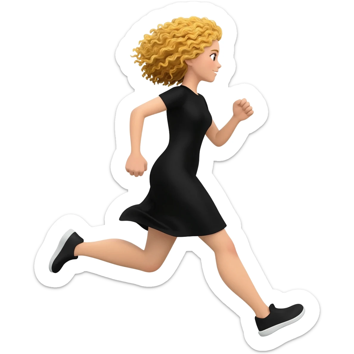 blond curly hair running woman in black long sticker