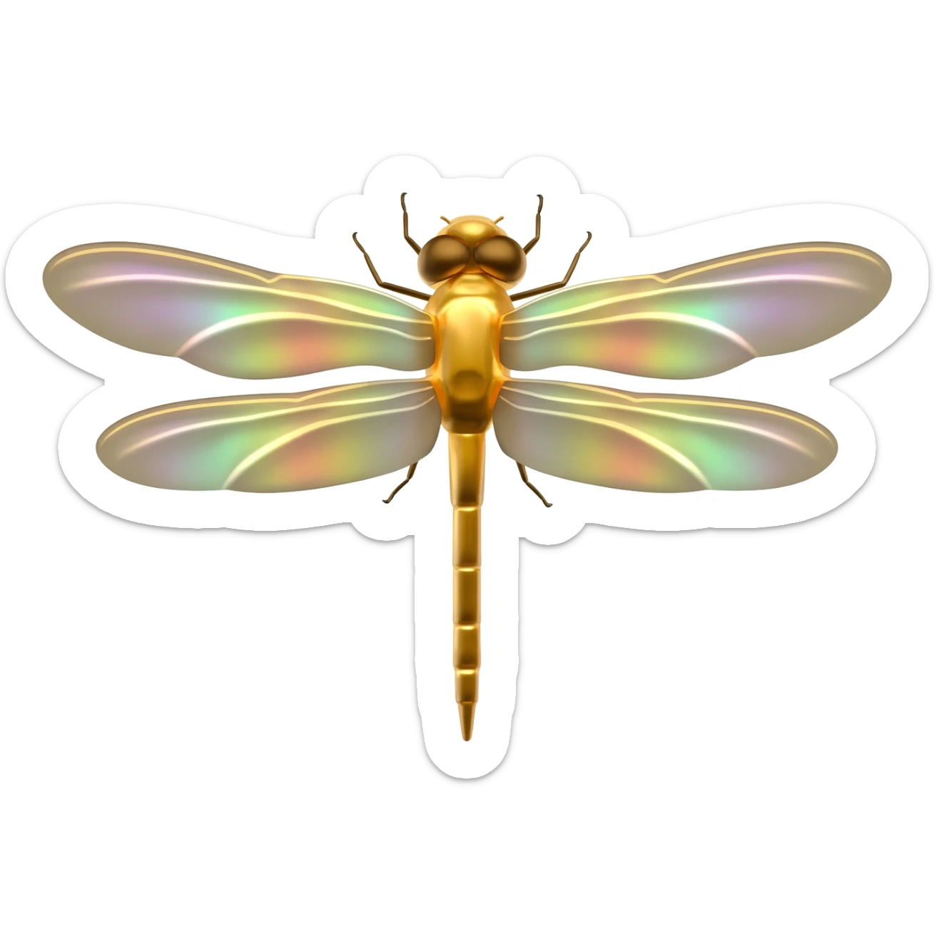 Light beige and shiny gold dragonfly sticker