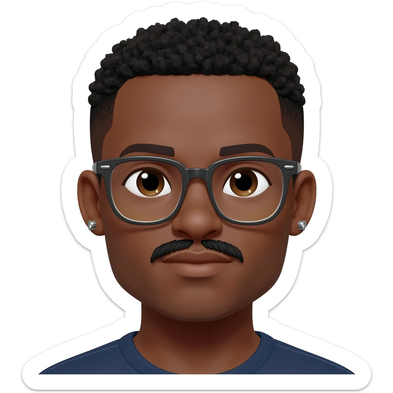Black man with glasses, mustache,  and stud earrings sticker