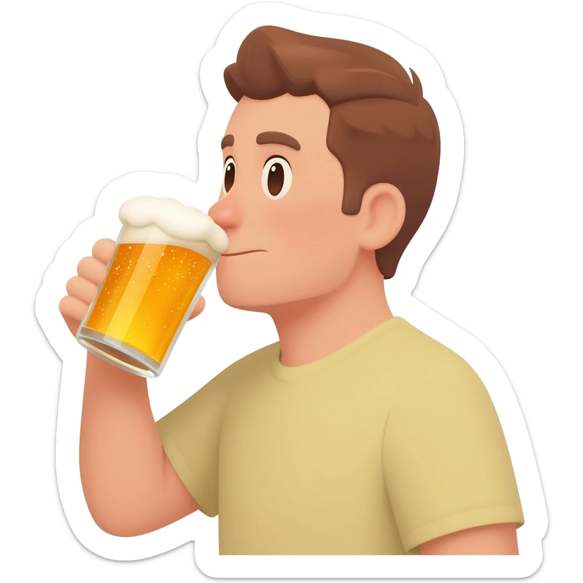Man drinking beer sticker
