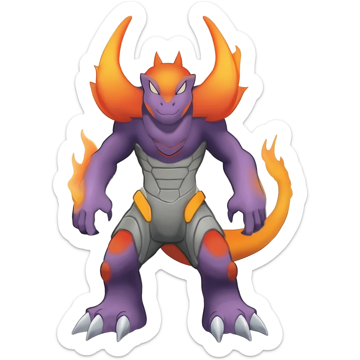 Garchomp-Veemon-Digimon-Latias-Peppercat-Pokémon-Flamedramon-fusion-animal-hybrid-creature, Full body  sticker