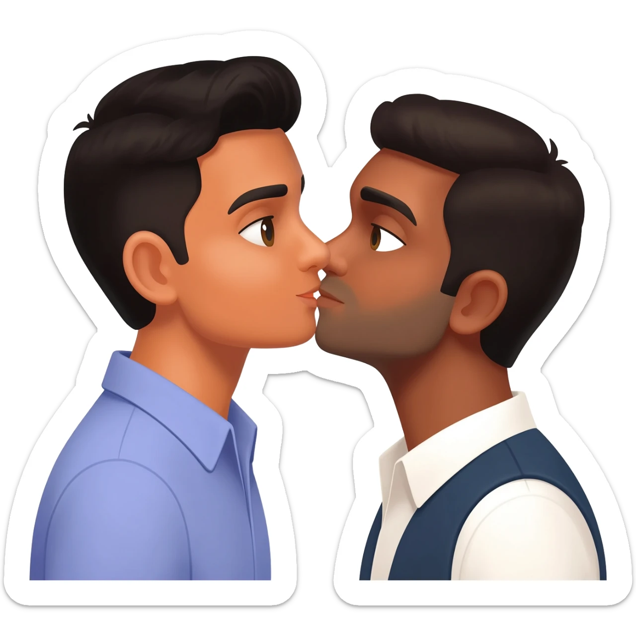 Indian man light skin kissing Indian man brown skin sticker