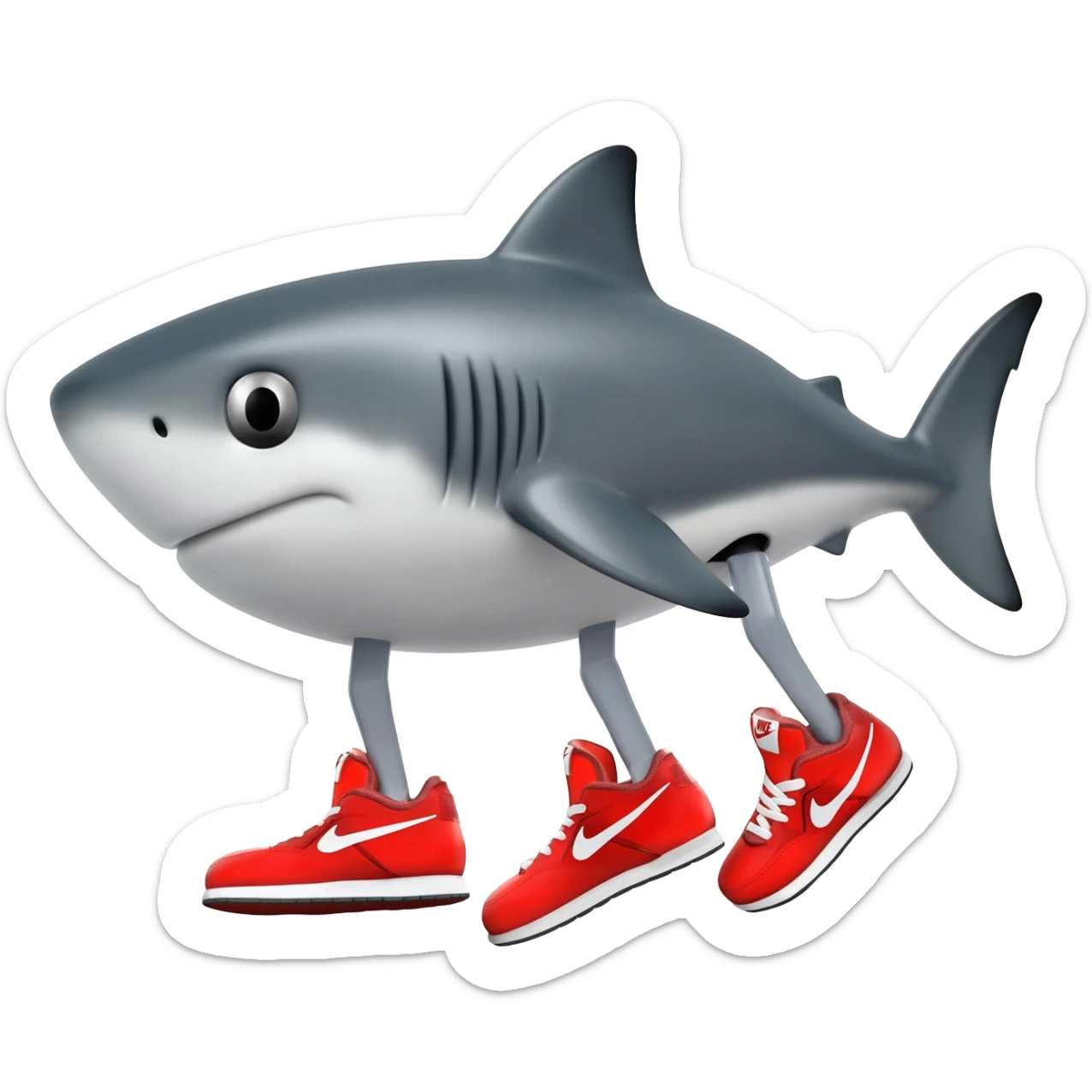 Tiburón con tres patas y tenis nike sticker